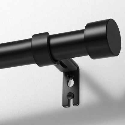 Zeerobee Curtain Rods for Windows 48 to 84, 1 Inch Black Heavy Duty Drapery Rods with Adjustable Length, Outdoor Modern Curtain Pole with Simple End Caps, 32"-86", Black