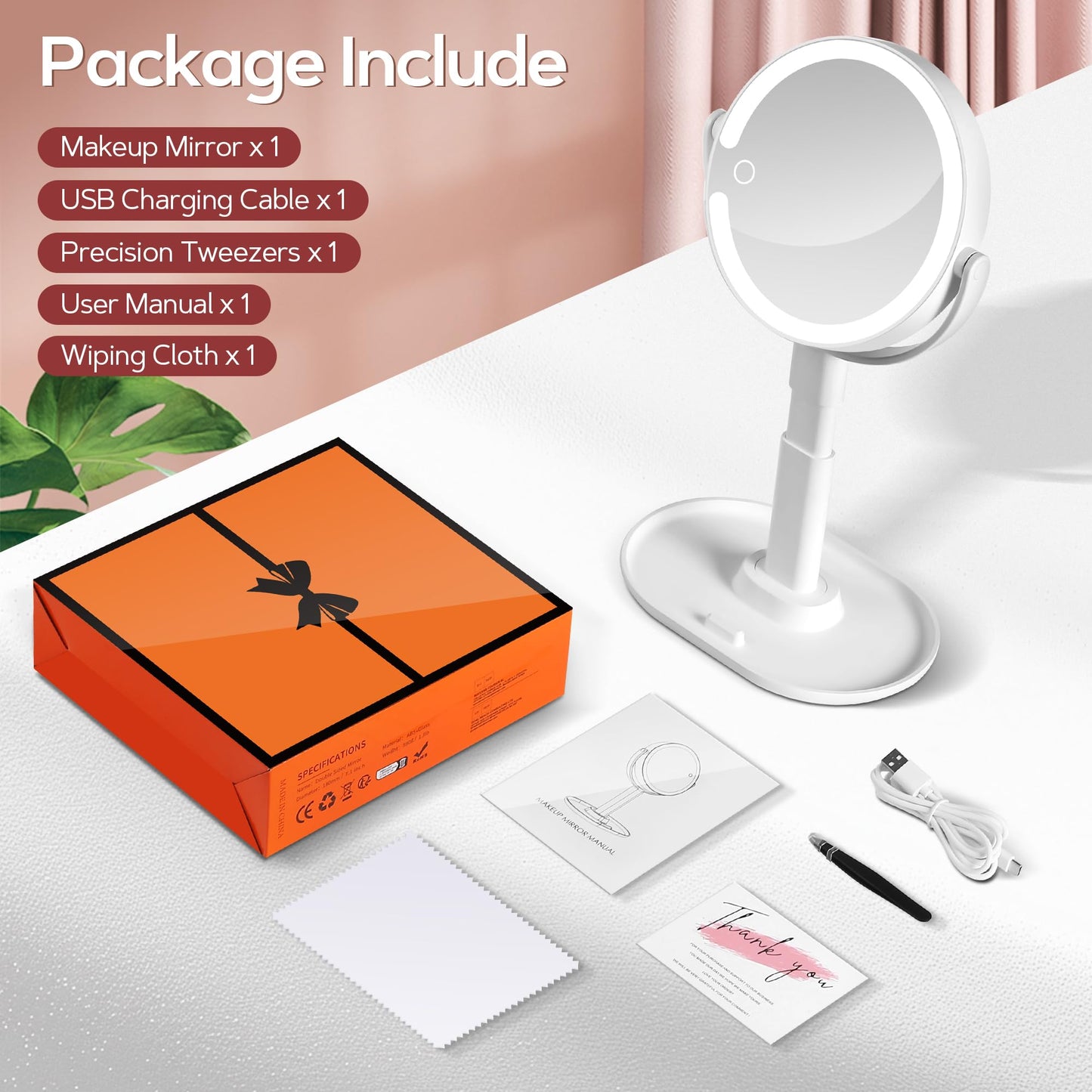 B Beauty Planet Makeup Mirror with Lights, Lighted Magnifying Mirror 30X with 3 Lighting and Adjustable Brightness, 2-Sided Height Adjustable Vanity Mirror for Bathroom, Women Gifts for Mom - Available at All In One Marketplace Canada