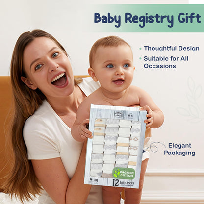 Mother's Choice Organic Cotton Baby Socks 0–6 Months, 12 Pairs Newborn & Infant Socks Soft Hypoallergenic Breathable Gentle On Delicate Skin Stretch Fit Comfortable Daily Essentials For Little Ones - Available at All In One Marketplace Canada