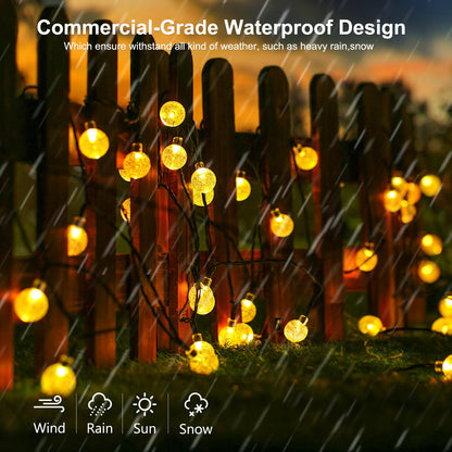 Joomer Solar String Lights Outdoor - 65FT 100LED Solar Globe String Lights,8 Lighting Modes, Waterproof Solar Powered Patio Light for Garden Yard Porch Party Outdoor Decor (Warm White)