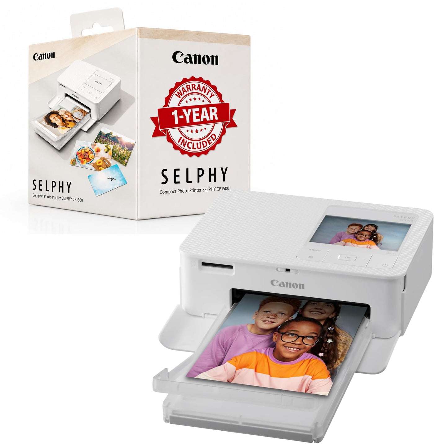 Canon SELPHY CP1500 Compact Photo Printer, Wireless Portable Photo Printer with Wi-Fi, AirPrint & Memory Card Printing, 3.5-Inch LCD Display, White 🍁 All In One Marketplace Canada