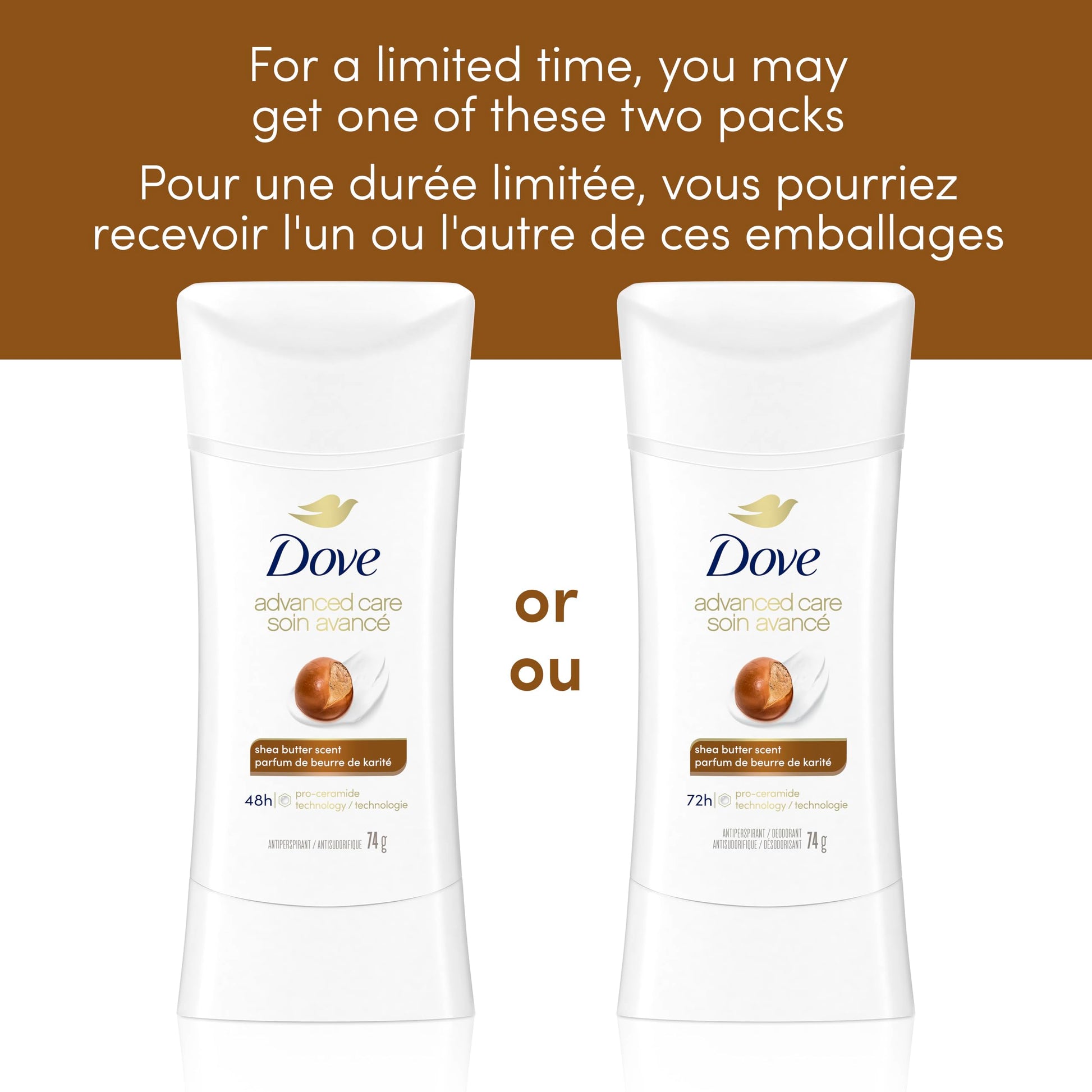 Dove Advanced Care Antiperspirant Stick for women Shea Butter for 48-Hour Protection, Cruelty-Free Women's Antiperspirant, 74g (Pack of 3) - Available at All In One Marketplace Canada