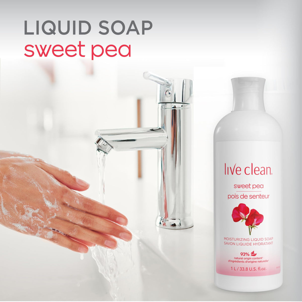 Live Clean Sweet Pea Moisturizing Liquid Hand Soap Refill, 4 Count (Packaging May Vary)