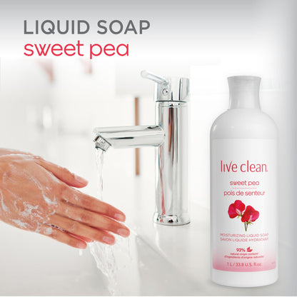 Live Clean Sweet Pea Moisturizing Liquid Hand Soap Refill, 4 Count (Packaging May Vary)