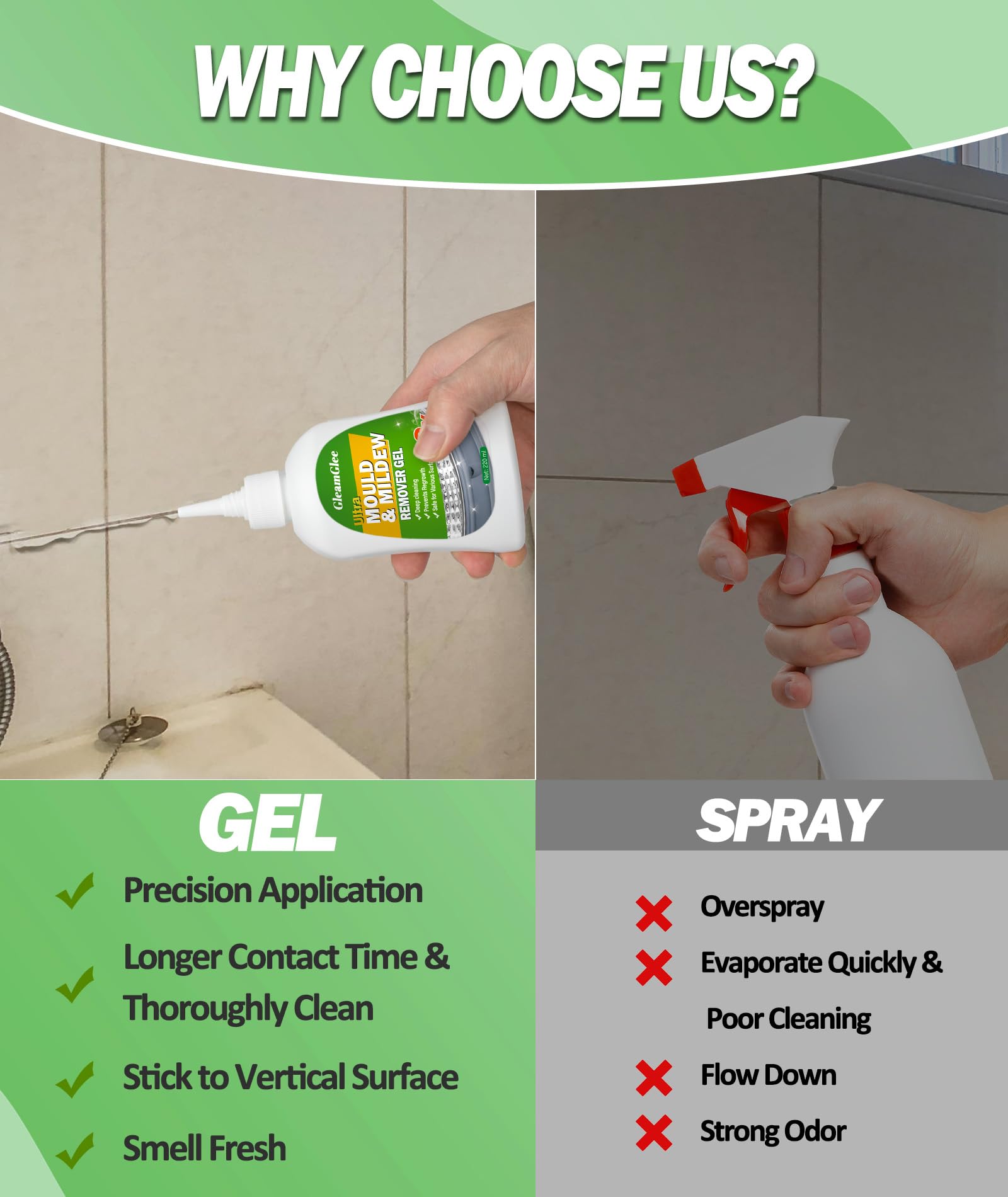 Mould Remover Gel, Powerful Mould Mildew Remover for Washing Machine, Top Load, Front Load, Tub Seal, Grout, Bathroom, Shower, Tiles, Refrigerator Strips, Kitchen Cleaner - 8 fl.oz - Available at All In One Marketplace Canada
