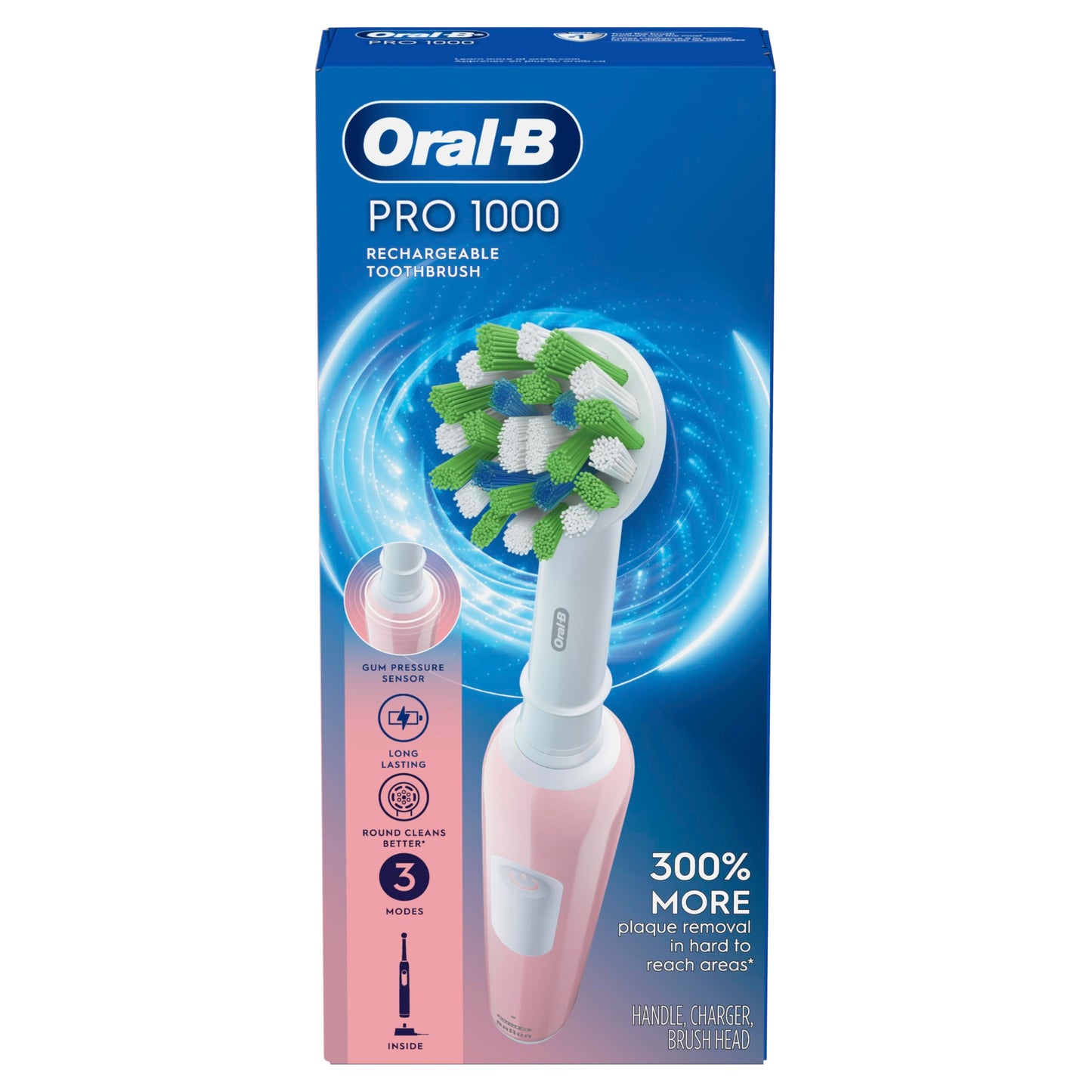 ORAL-B PRO 1000 CROSSACTION PINK RECHARGEABLE TOOTHBRUSH 1CT 🍁 All In One Marketplace Canada