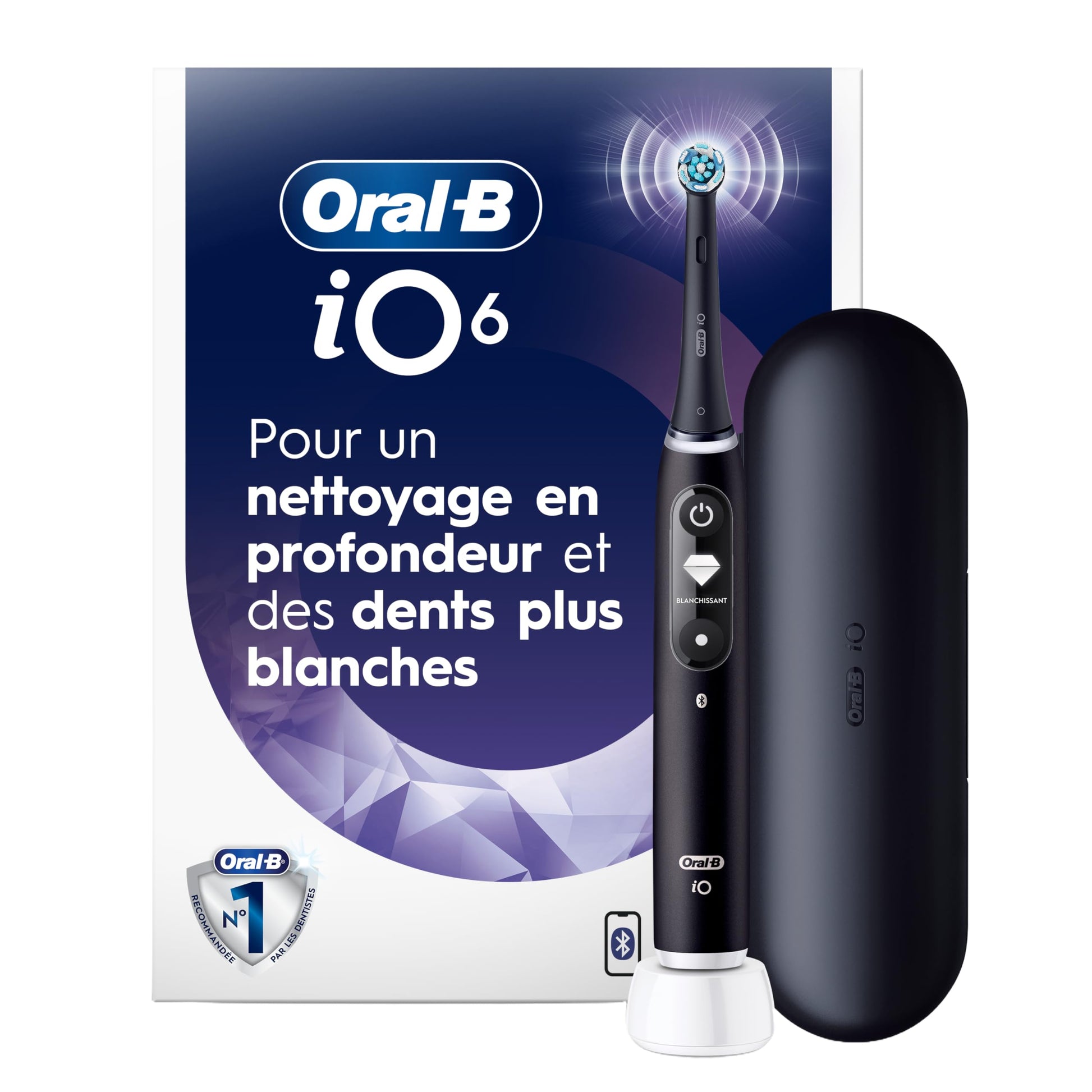 Oral-B iO6 Electric Toothbrush, for a Deep Clean and Whiter Teeth, Black Lava, Rechargeable Electric Toothbrushes, iO Series 6 with 1 Power Toothbrush, 1 Brush Head, and 1 Travel Case - Available at All In One Marketplace Canada