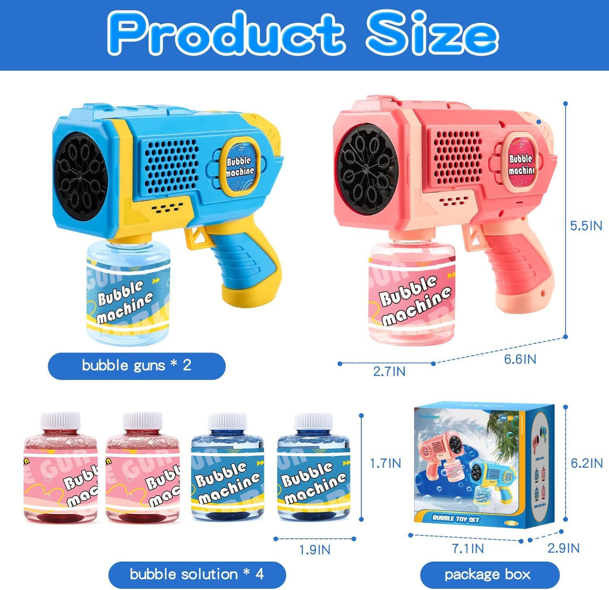 EagleStone 2 Pack Bubble Guns with 4 Bottles Solution, Automatic Light Up 🍁 All In One Marketplace Canada