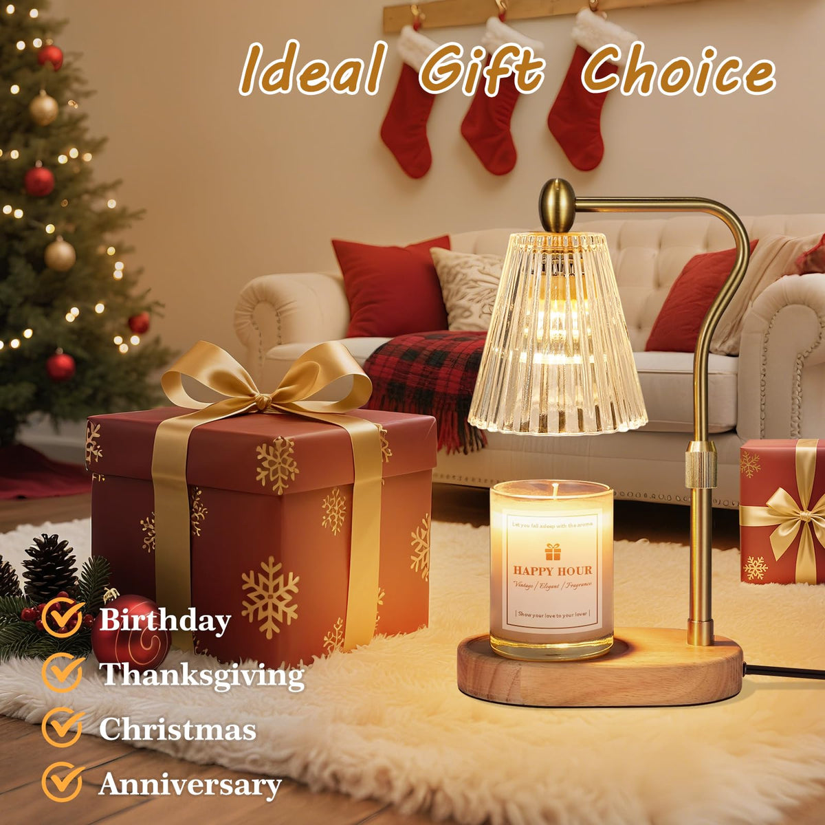 Imenlox Candle Warmer Lamp, with Timer and Dimmer, Adjustable Height, Christmas Birthday Gifts for Women Mom, House Warming Gifts New Home Decor, Wax Warmer for Jar Candles (Gold) 🍁 All In One Marketplace Canada
