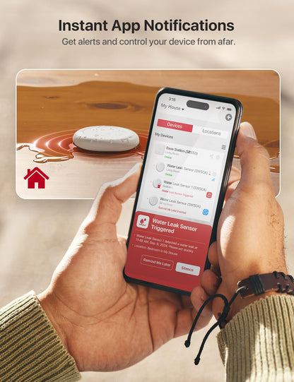 X-Sense Wi-Fi Water Leak Detector Kit, Smart Water Sensor Alarm with App Alerts and Ultra-Slim Design, Water Alarm Leak Detector for Basements, 4 Water Sensors and 1 Base Station, Model SWS0A41 - Available at All In One Marketplace Canada