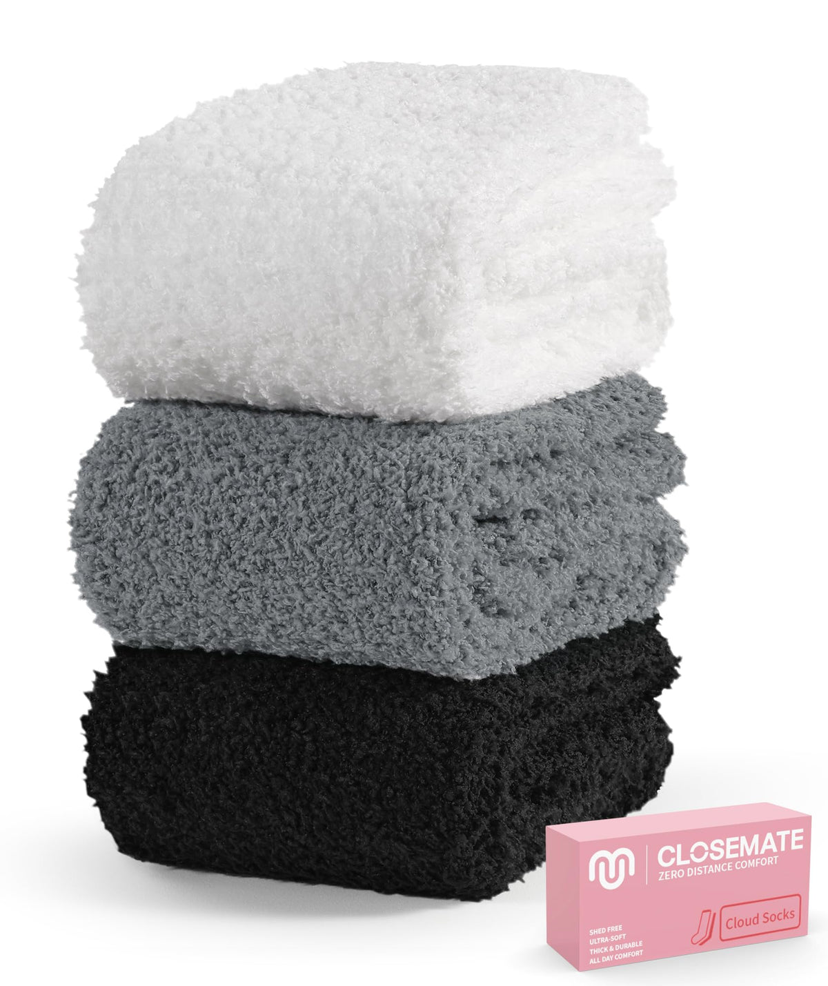 CLOSEMATE Womens Fuzzy Calf Socks, Cozy Cloud Socks Gift Box Set, 3 Pairs 🍁 All In One Marketplace Canada