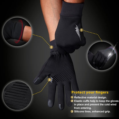 SIMARI Winter Gloves for Men Women Running Cycling Touch Screen Finger & Non-Slip Palm Design, Warm Thermal Lining & Windproof Cuff, Suitable for Driving Camping Skiing Cold Weather Hiking Black L 🍁 All In One Marketplace Canada