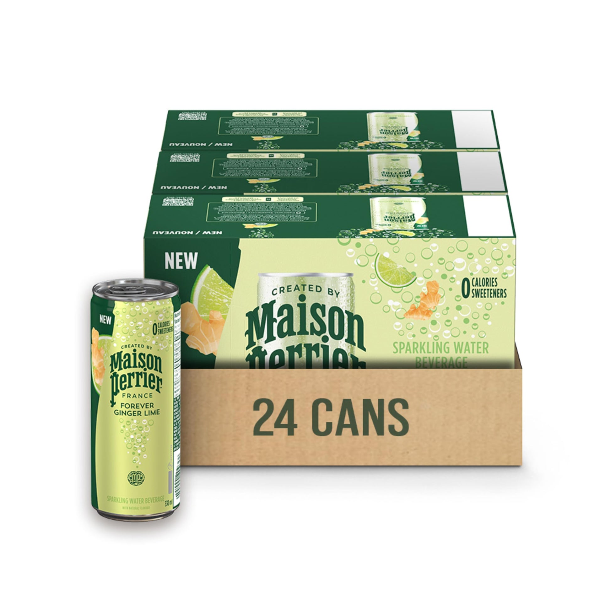 Maison Perrier Forever Ginger Lime Sparkling Water – 24 Pack of 330ml Cans