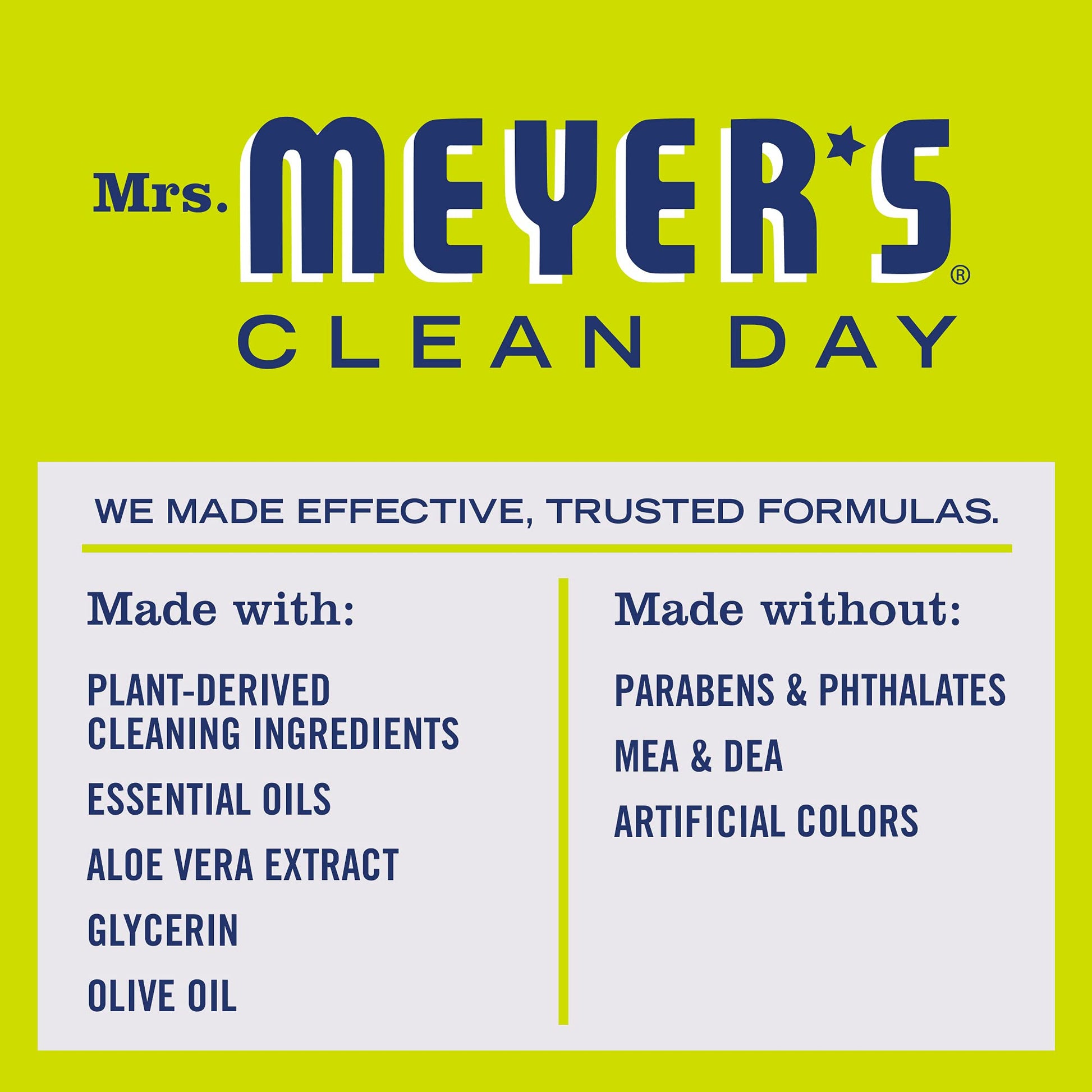 Mrs. Meyer's Clean Day Liquid Hand Soap, Cruelty Free & Biodegradable Hand Wash Formula Made with Essential Oils, Lemon Verbena Scent, 370 ml Bottles, 4 Pack MRS. MEYER'S