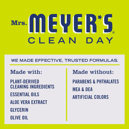 Mrs. Meyer's Clean Day Liquid Hand Soap, Cruelty Free & Biodegradable Hand Wash Formula Made with Essential Oils, Lemon Verbena Scent, 370 ml Bottles, 4 Pack MRS. MEYER'S