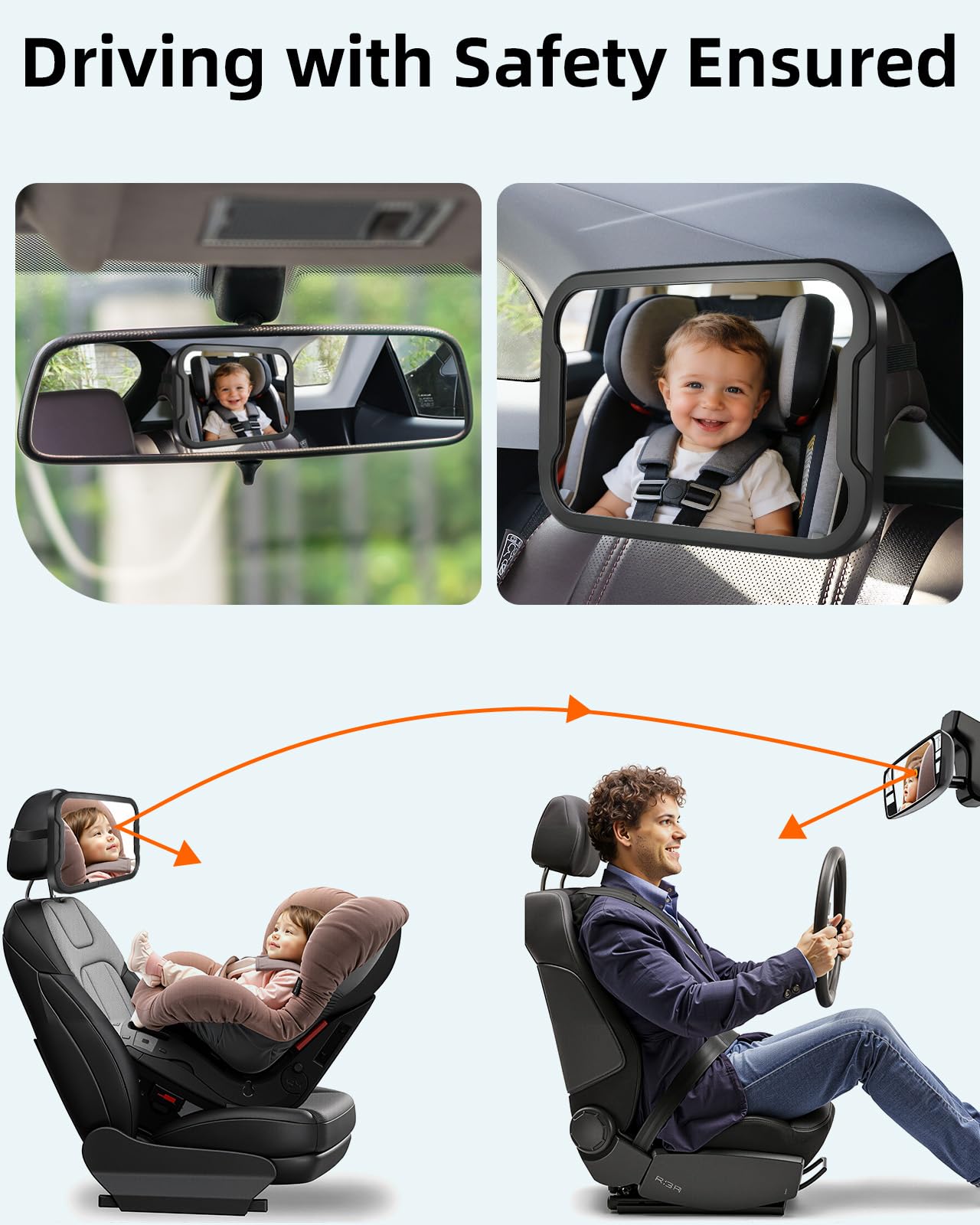 Zacro Baby Car Mirror, Shatter-Proof Acrylic Baby Mirror for Car, Rearview Baby Mirror-Easily to Observe The Baby's Every Move, Safety and 360 Degree Adjustability