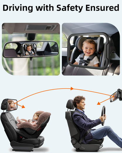 Zacro Baby Car Mirror, Shatter-Proof Acrylic Baby Mirror for Car, Rearview Baby Mirror-Easily to Observe The Baby's Every Move, Safety and 360 Degree Adjustability