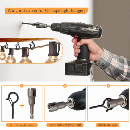 50 Set Q-Hanger Hooks for Outdoor String Lights, GIPTIME Ceiling Hook Screw Christmas Rope Light Clips, Fairy Lights Plants Wind Chimes Decoration Hanging Safety Buckle Design, Include Wing Nut Driver 🍁 All In One Marketplace Canada