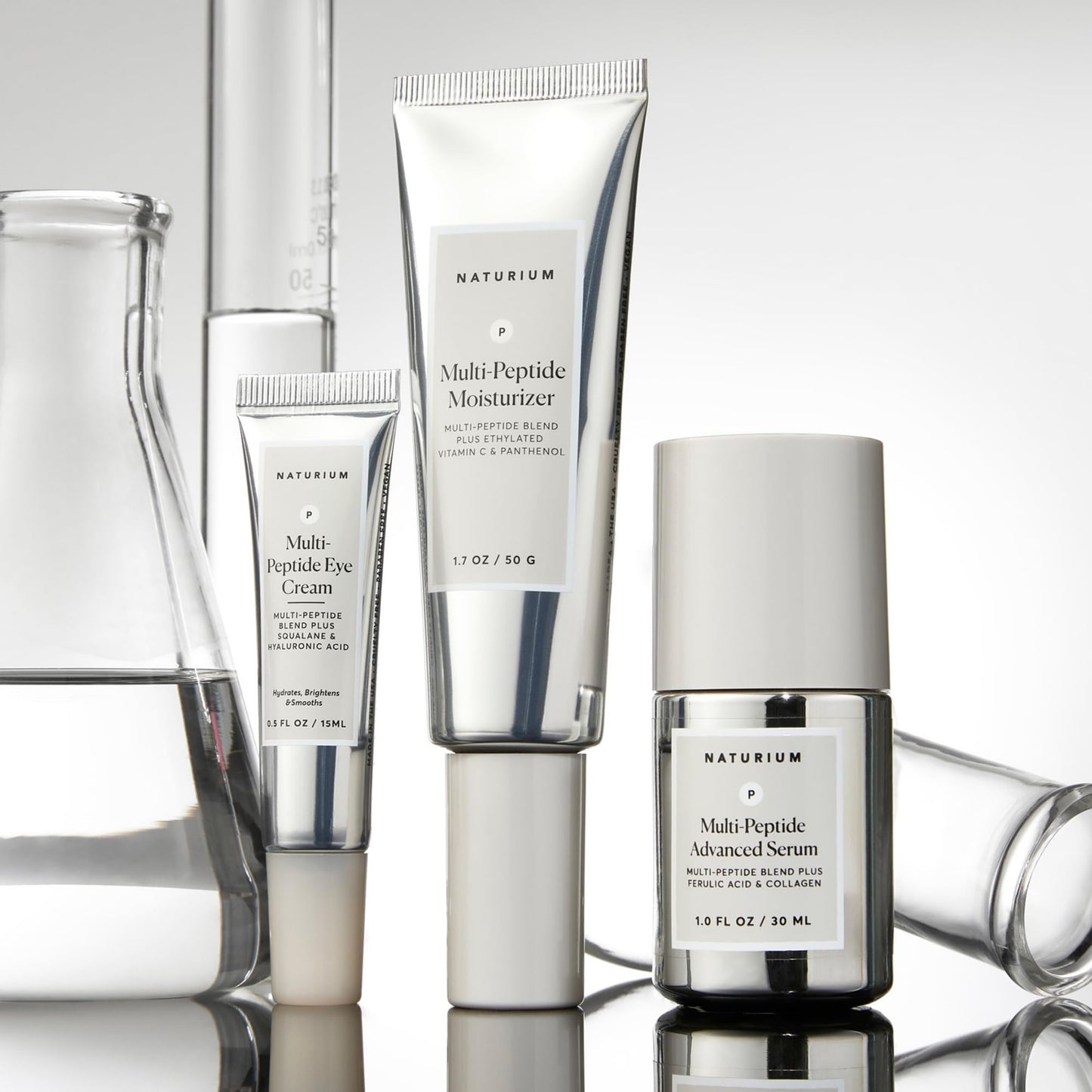 Naturium Multi-Peptide Advanced Serum, Collagen and Ferulic Acid, Argireline Amplified and Copper Peptides, 1.0 FL OZ / 30 ml Naturium