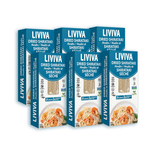 LIVIVA Dried Shirataki Noodles – Keto, Gluten Free, Vegan, Halal, Kosher, Non-GMO, Plant-Based - 6 Pack
