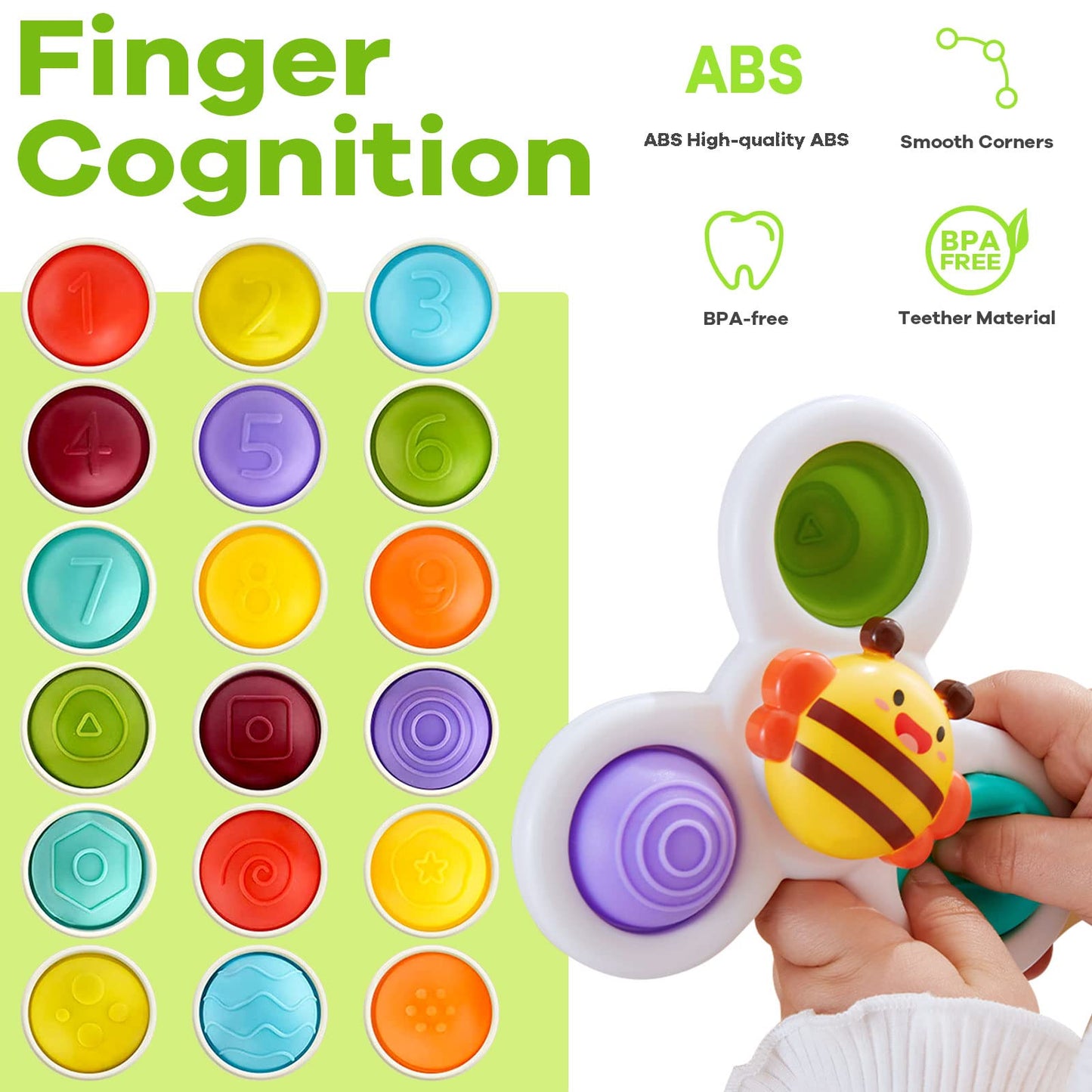 Suction Cup Spinner Toys for Baby, Baby Toys Sensory Toys Learning Toys for Toddlers 1-3, Baby Bath Toys for Babies 12-18 Months, 1 2 3 Year Old Girl Boy Gifts Idea (3 Pcs)