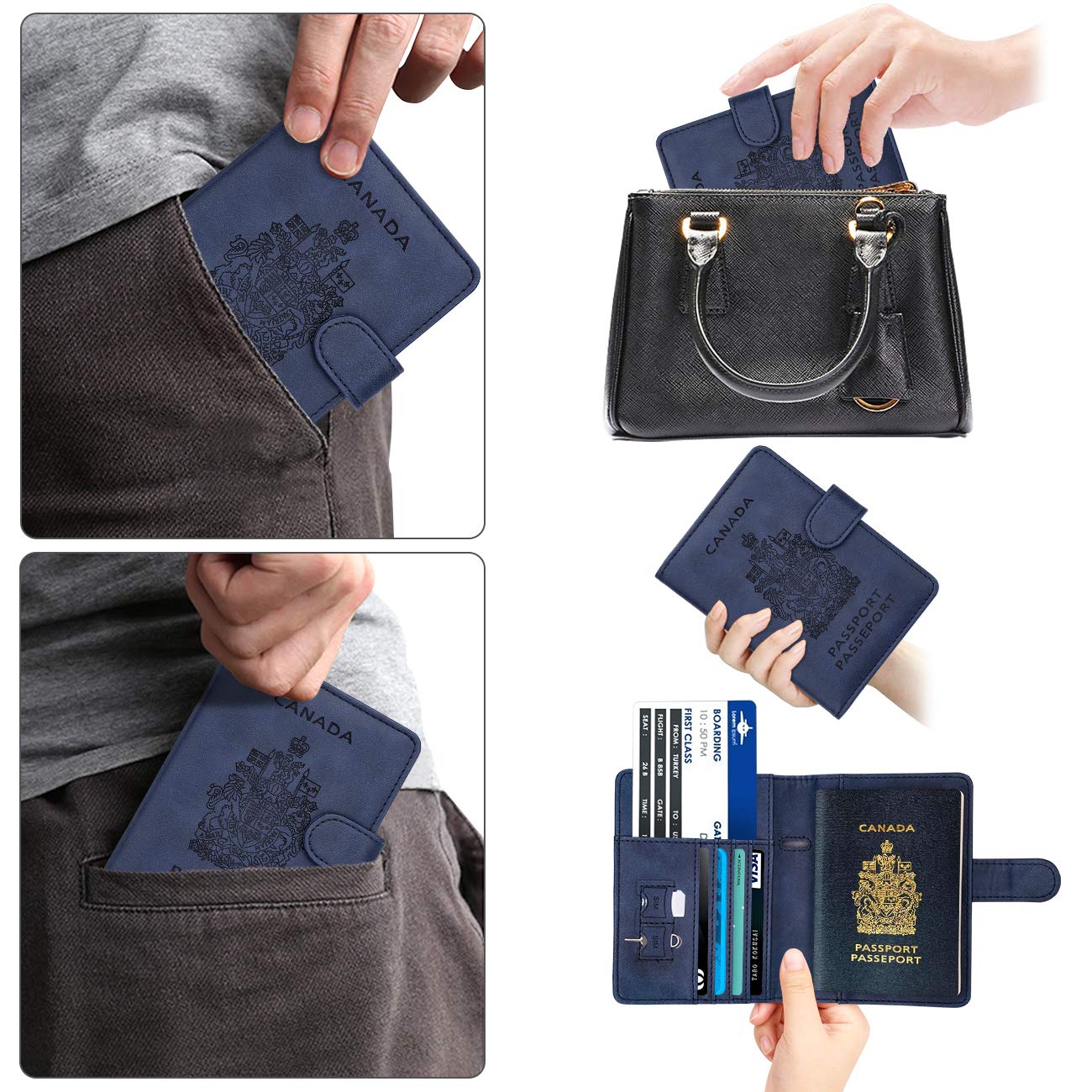 WALNEW RFID Blocking Passport Holder Travel Wallet Cover Case - Available at All In One Marketplace Canada