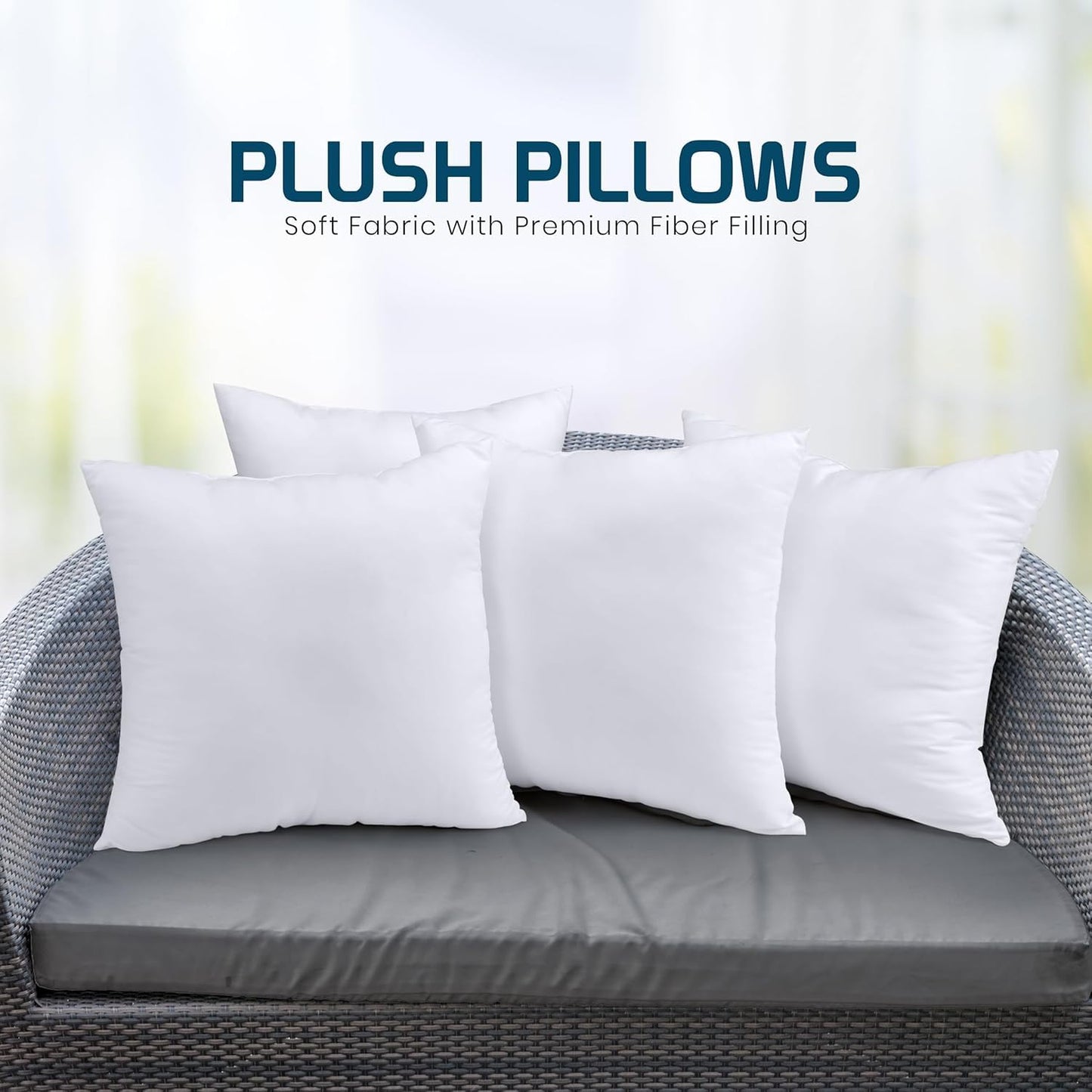 Utopia Bedding Decorative Throw Pillows for Couch - 20 x 20 Inches - Pack of 4, Down Alternative Cushions for Sofa - Fluffy Bed Decorative Pillows, Throw Pillow for Bed, White