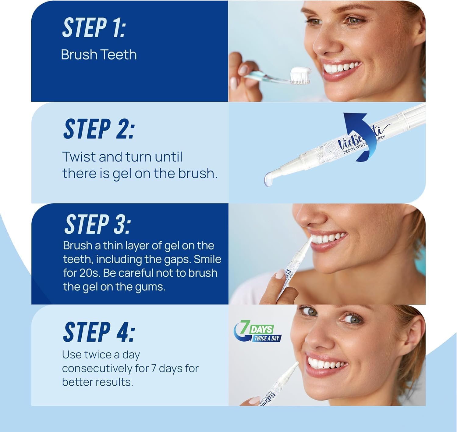 VieBeauti Teeth Whitening Pen Gel: 30+ Uses - Teeth whitening Gel with Professional Formulation and Ingredients, No Sensitivity, Travel-Friendly, Beautiful White Smile Mint - Available at All In One Marketplace Canada