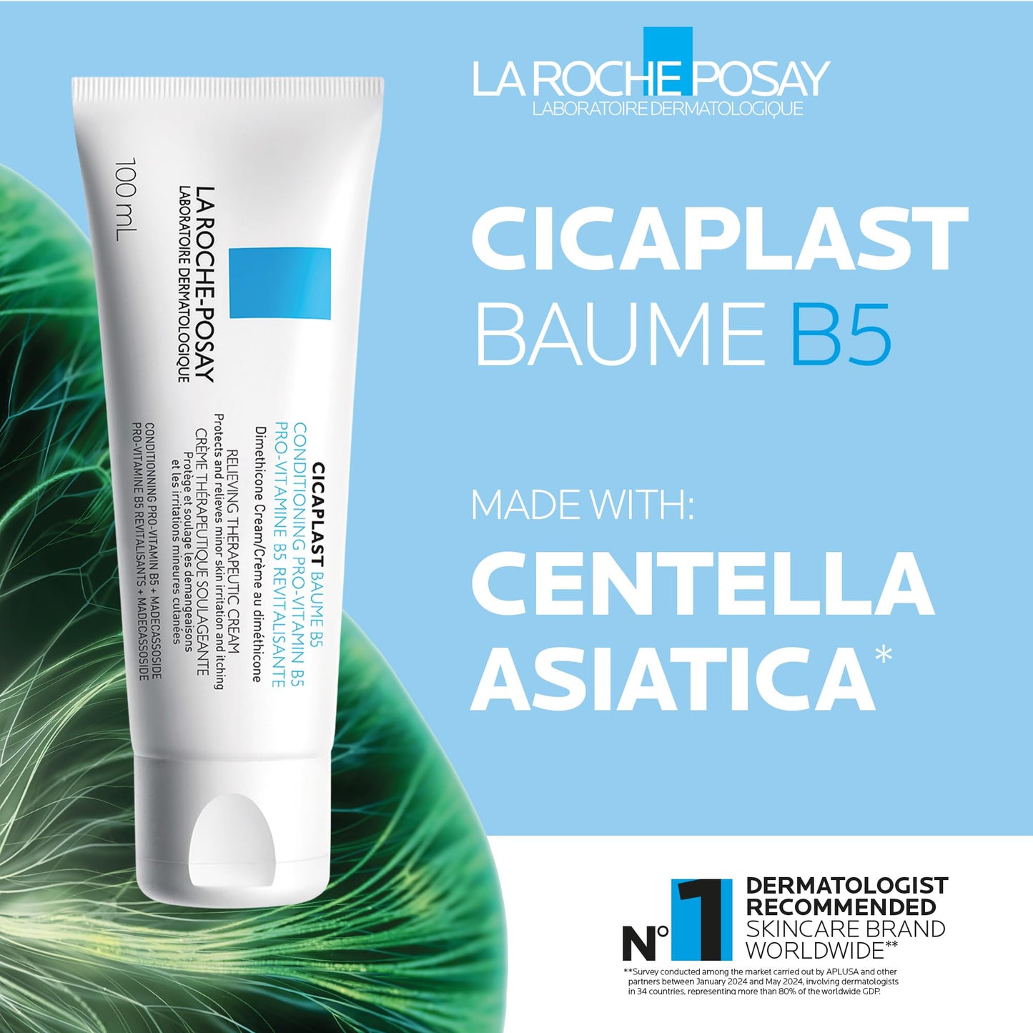 La Roche Posay Cicaplast Baume B5, Multi-Purpose Soothing Balm for Dry Skin, Absorbs Quickly, Non-Sticky, Glassy Skin Finish, for Face or Body, Suitable for the Whole Family, Fragrance Free, 40ml