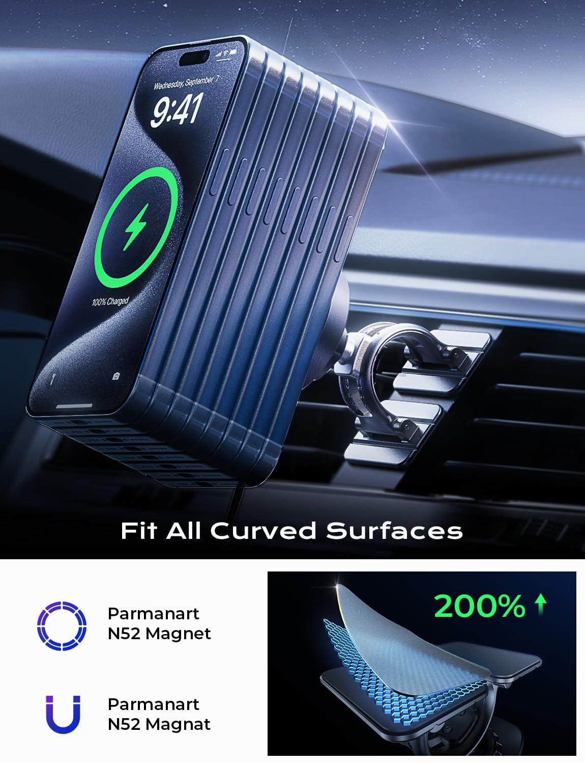 LISEN 15W for MagSafe Car Mount Charger【24 Strongest Magnets】 Phone Holder Car Magnetic Wireless Charger【360°】 Vent & Dashboard MagSafe Car Accessories for Mom for iPhone 17 Pro 16 15 14 13 - Available at All In One Marketplace Canada