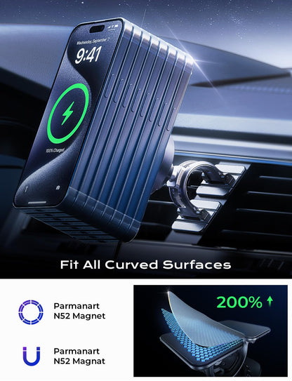 LISEN 15W for MagSafe Car Mount Charger【24 Strongest Magnets】 Phone Holder Car Magnetic Wireless Charger【360°】 Vent & Dashboard MagSafe Car Accessories for Mom for iPhone 17 Pro 16 15 14 13 - Available at All In One Marketplace Canada