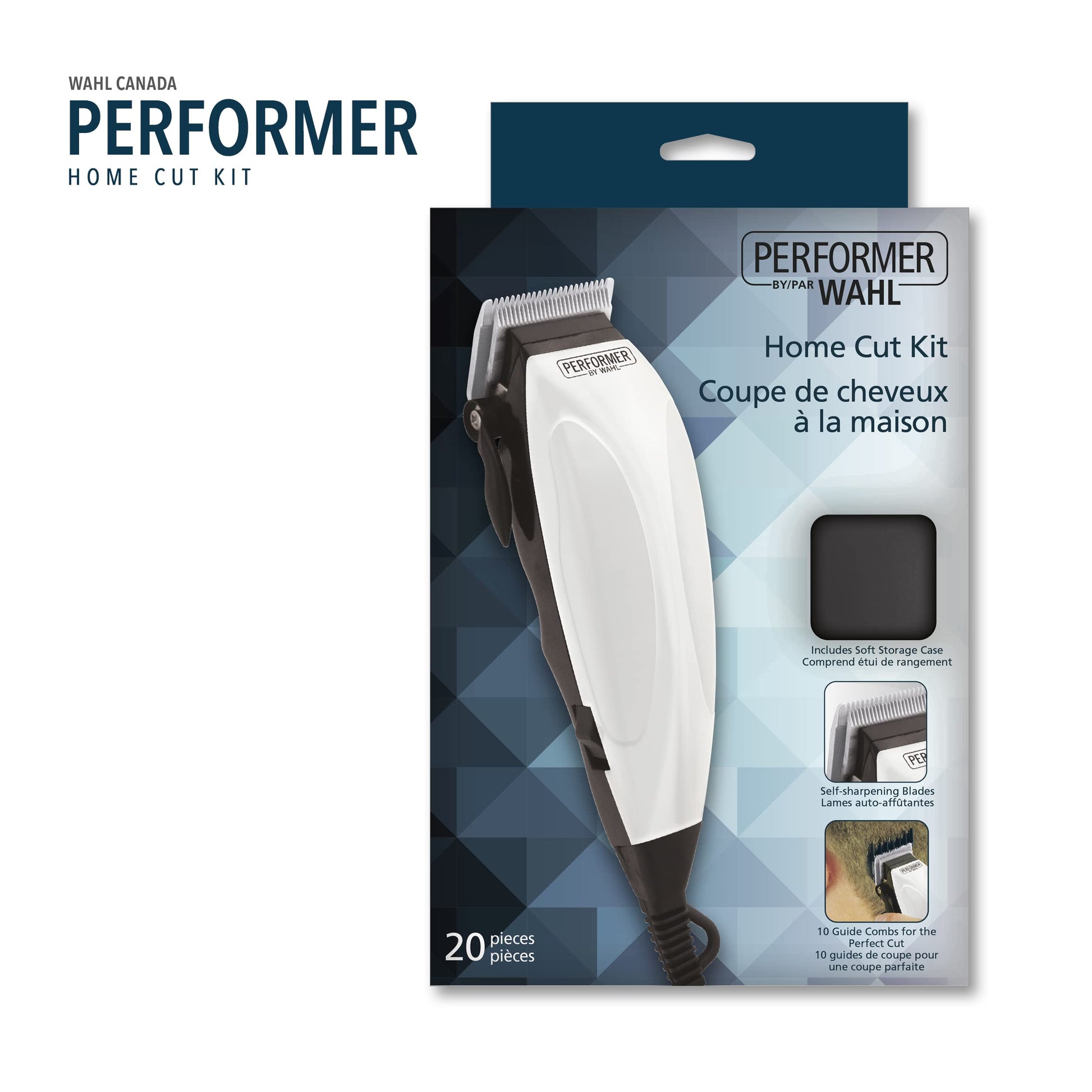 Wahl Canada Performer Haircutting Kit, Quality Economy Clipper Complete with Accessories, Powerful, Quiet Motor, Self-Sharpening Precision Ground Blades, Hair Clipper, At Home Haircutting Kit - Model 3160 - Available at All In One Marketplace Canada