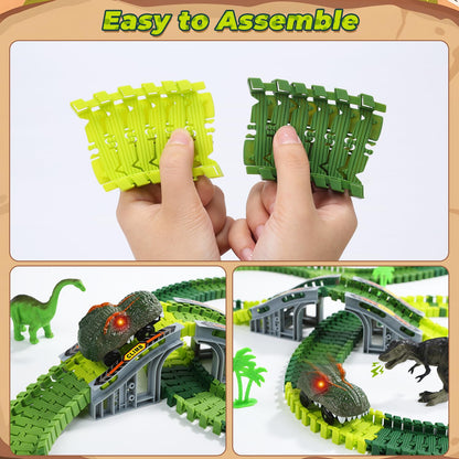 EagleStone Dinosaur Race Track Set for Kids – 233 PCS Flexible Race Tracks 🍁 All In One Marketplace Canada
