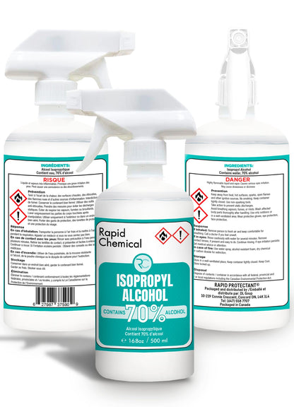 Isopropyl Alcohol Spray 70% - Rubbing Alcohol 70 Percent - 500ml - USP Grade - Made in Canada (1 spray bottle, 500ml)