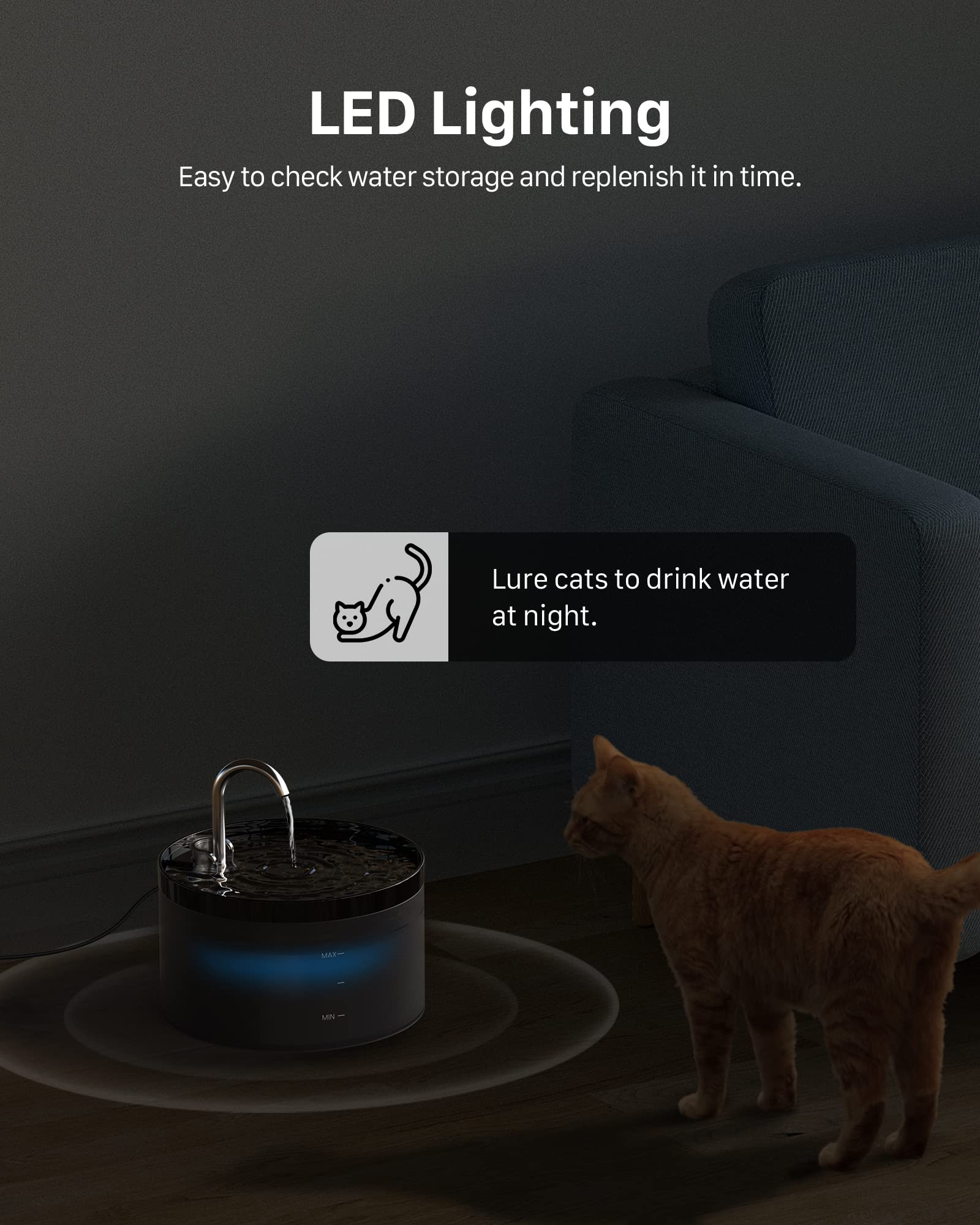 Cat Water Fountain Cat Fountain: GIOTOHUN 2L Water Fountains Indoor Cats - Super Silent Pet Waterer Fountains for Cats - Easy Cleaning - Black - Pets Feeding & Watering Supplies - for Small Animals