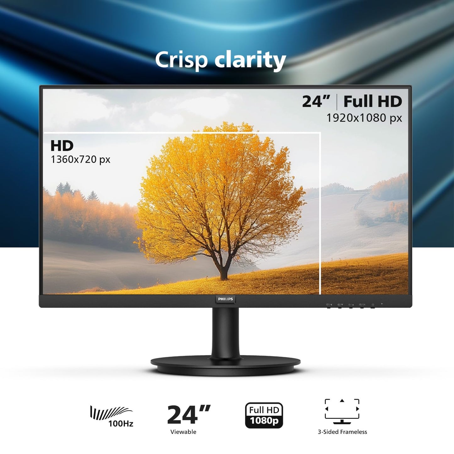 Philips New 24 inch Frameless Full HD (1920 x 1080) 100Hz Monitor, VESA, HDMI x1, VGA Port x1, Eye Care, 4 Year Replacement Warranty, 241V8LB, Black 🍁 All In One Marketplace Canada