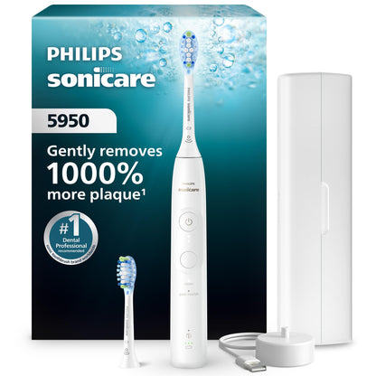 Philips Sonicare 5950 Rechargeable Electric Toothbrush, 2 Brush Head, White Philips Sonicare