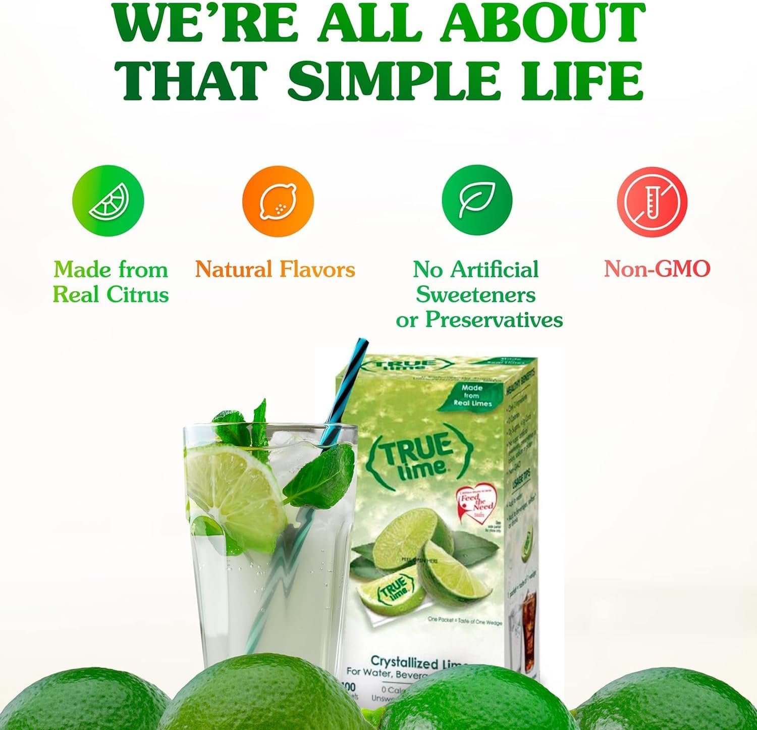 True Lime Water Enhancer - 100% Natural, Sugar-Free, Zero Calories - Single-Serve Packets, 100 Count (Pack of 2)