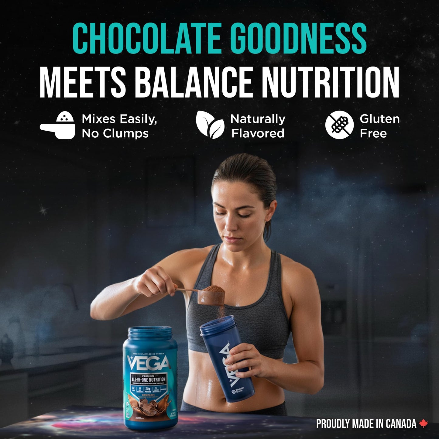 Vega Premium All-in-One Nutrition Protein Powder – 20g Plant-Based Vegan Protein, Vitamins & Probiotics, Chocolate, 876g (19 Servings)