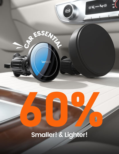 Lamicall 15W for Magsafe Car Mount Charger - Wireless Vent & Dashboard Magnetic Phone Holder Charger Mount, for iPhone 17, 17 Pro, 17 Pro Max, iPhone 16 15 14 for MagSafe Accessories, Car Accessories