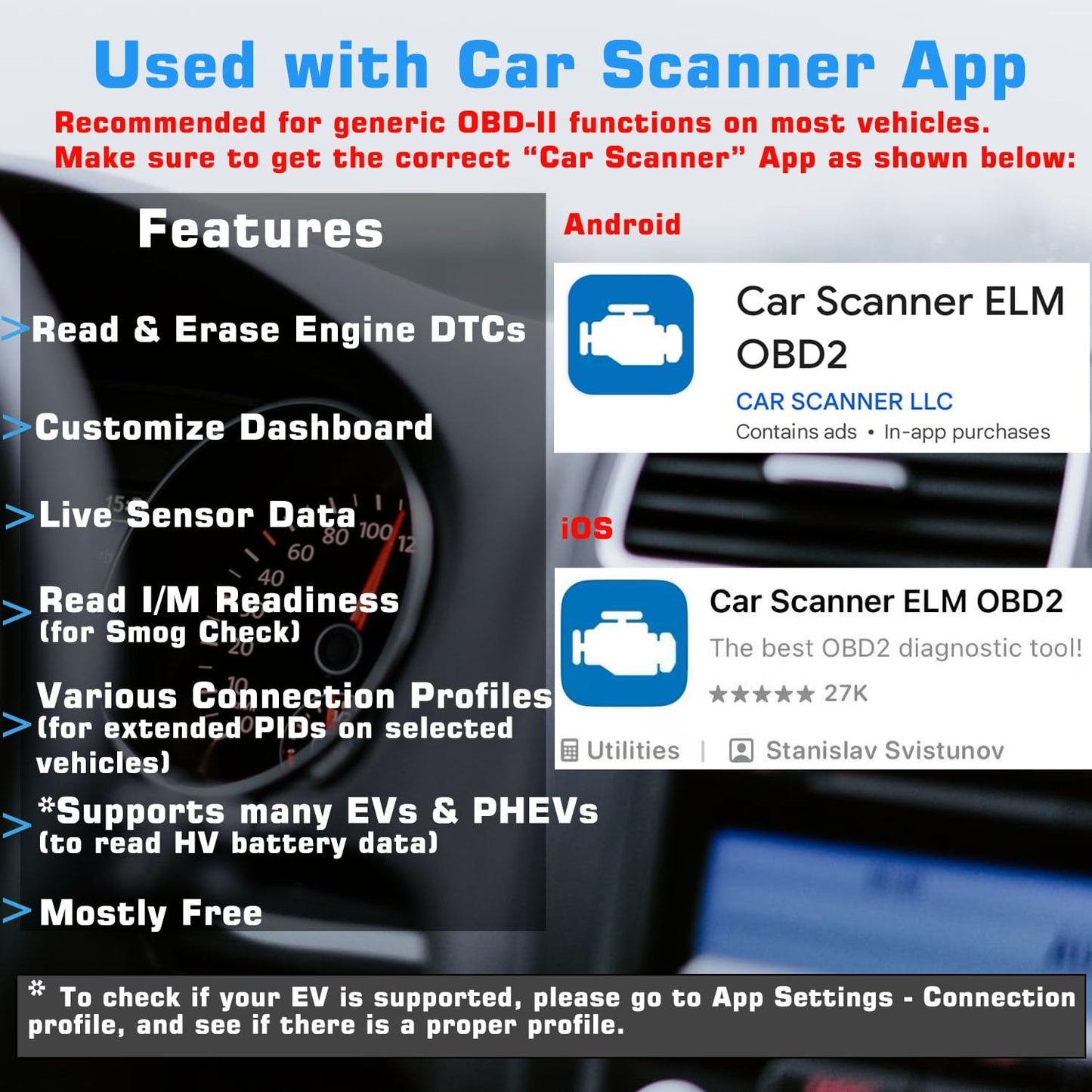 Veepeak OBDCheck BLE+ Bluetooth OBD II Scanner Car Check Engine Light Code Reader Auto Diagnostic Scan Tool for iOS & Android