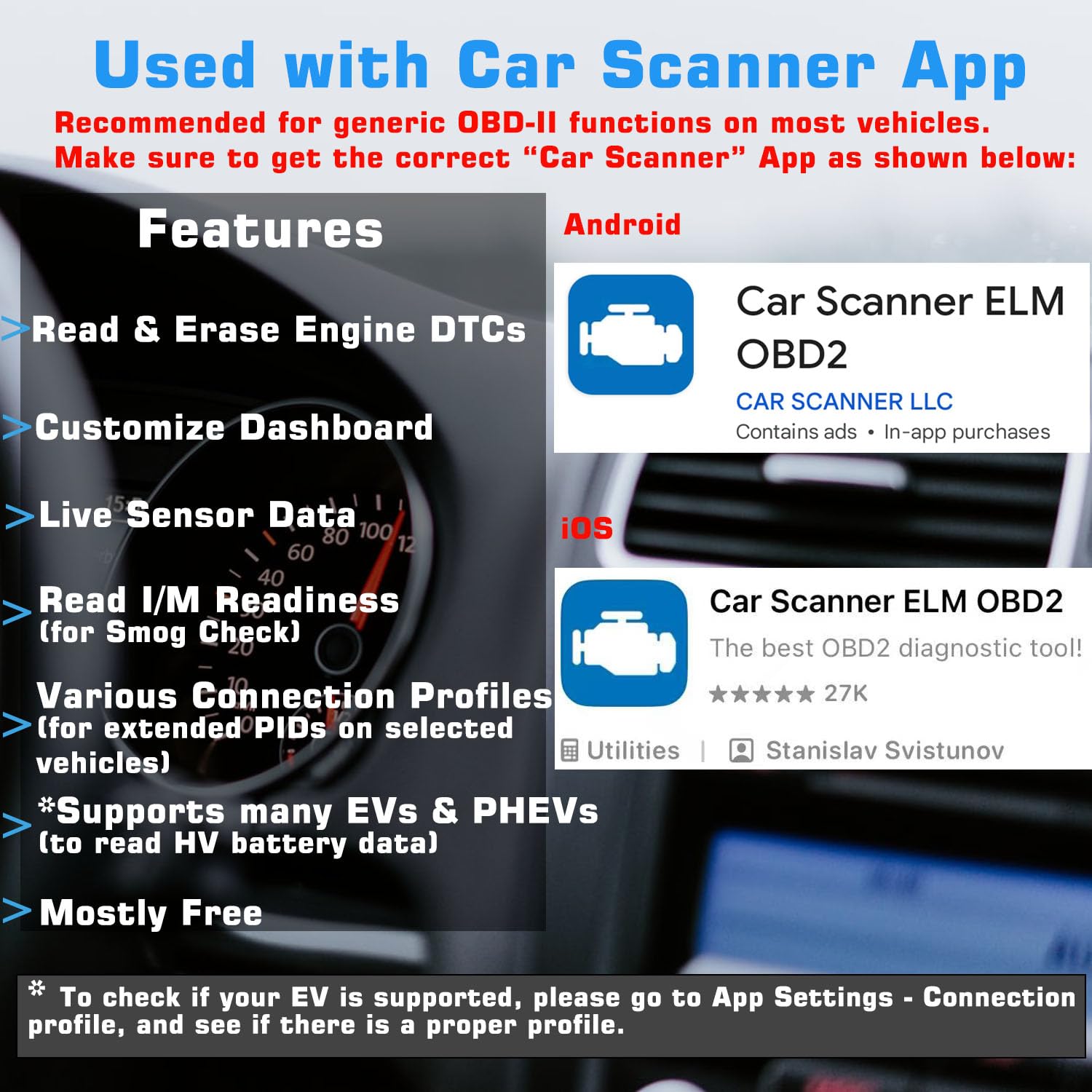 Veepeak OBDCheck BLE+ Bluetooth OBD II Scanner Car Check Engine Light Code Reader Auto Diagnostic Scan Tool for iOS & Android