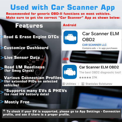 Veepeak OBDCheck BLE+ Bluetooth OBD II Scanner Car Check Engine Light Code Reader Auto Diagnostic Scan Tool for iOS & Android