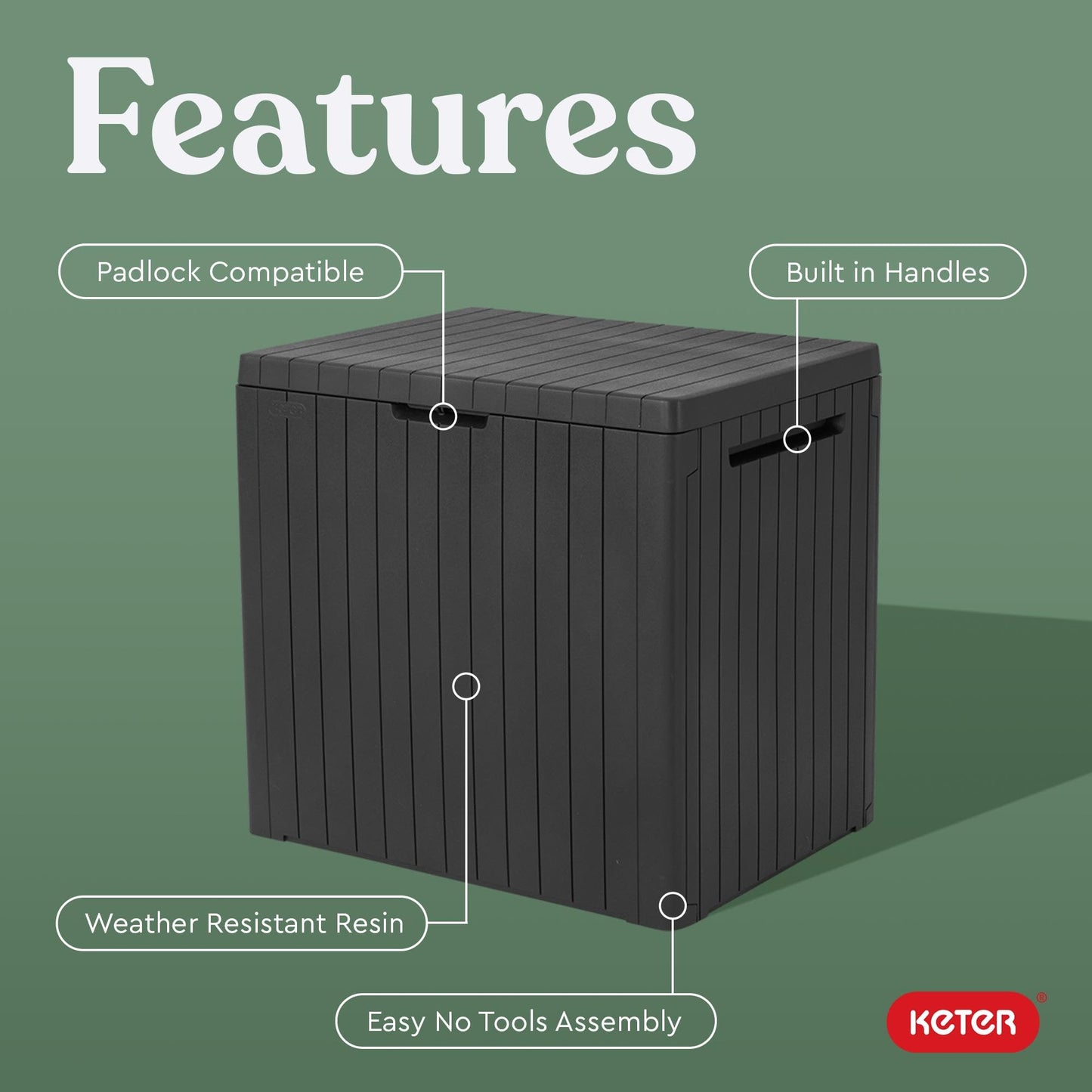 Keter City 30 Gal Outdoor Storage Box and Patio Side Table Keter