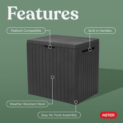 Keter City 30 Gal Outdoor Storage Box and Patio Side Table Keter