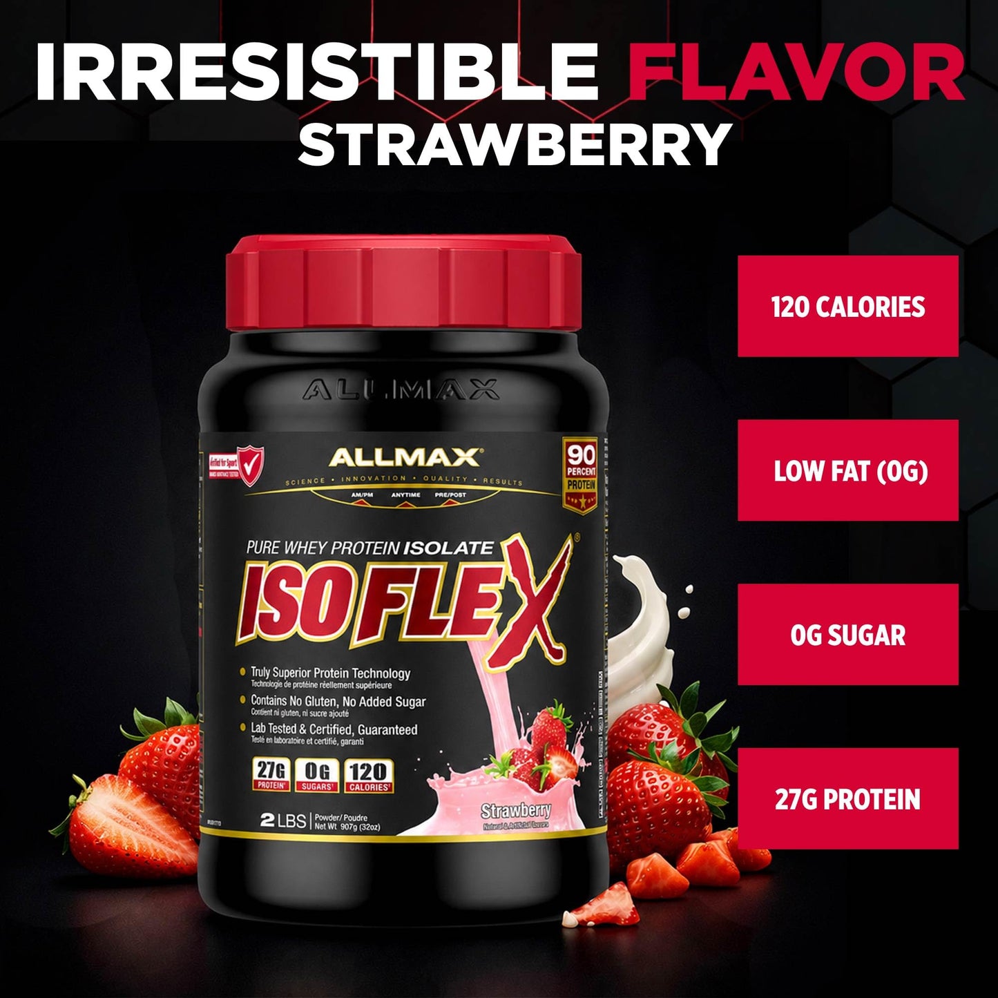 ALLMAX ISOFLEX Whey Protein Isolate, Strawberry, 2 lb 🍁 All In One Marketplace Canada