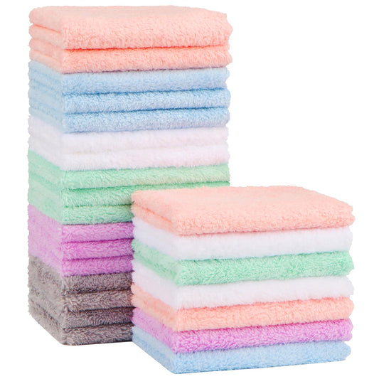 Orighty Baby Washcloths 24-Pack, Microfiber Coral Fleece Baby Face Towels, Soft and Absorbent Wash Cloths for Newborns, Infants and Toddlers, Gentle on Delicate Skin for Face Hands and Body, 7x9 Inch