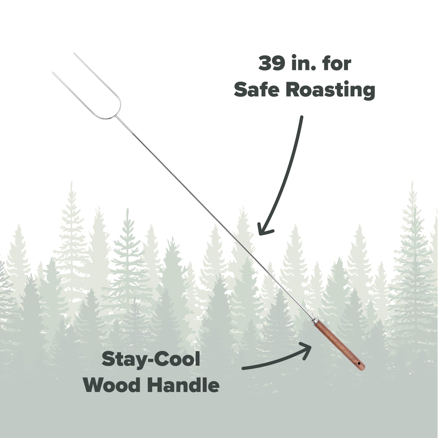 Coghlan's Camp Forks 6-Pack – 40" Solid Steel, Marshmallow Sticks with Wooden Handles | Heavy-Duty Camping Essentials for Fire Pit Roasting, BBQ Grilling & Outdoor Cooking Coghlan's