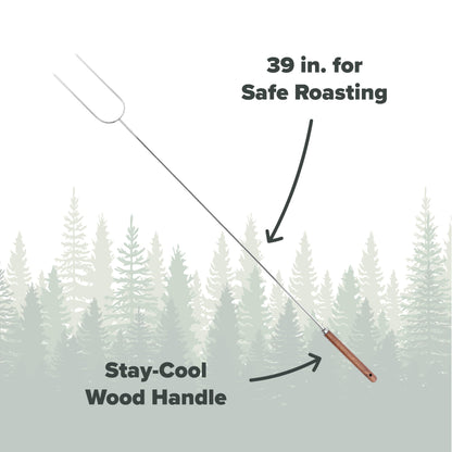 Coghlan's Camp Forks 6-Pack – 40" Solid Steel, Marshmallow Sticks with Wooden Handles | Heavy-Duty Camping Essentials for Fire Pit Roasting, BBQ Grilling & Outdoor Cooking Coghlan's