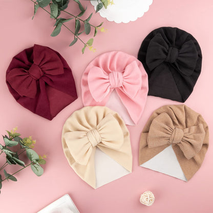 DRESHOW BQUBO 5 PCS Baby Cotton Hats Big Bow Knotted Headwrap Turban Baby Infant Beanie Baby Girl Soft Cute Toddler Cap for Winter 🍁 All In One Marketplace Canada